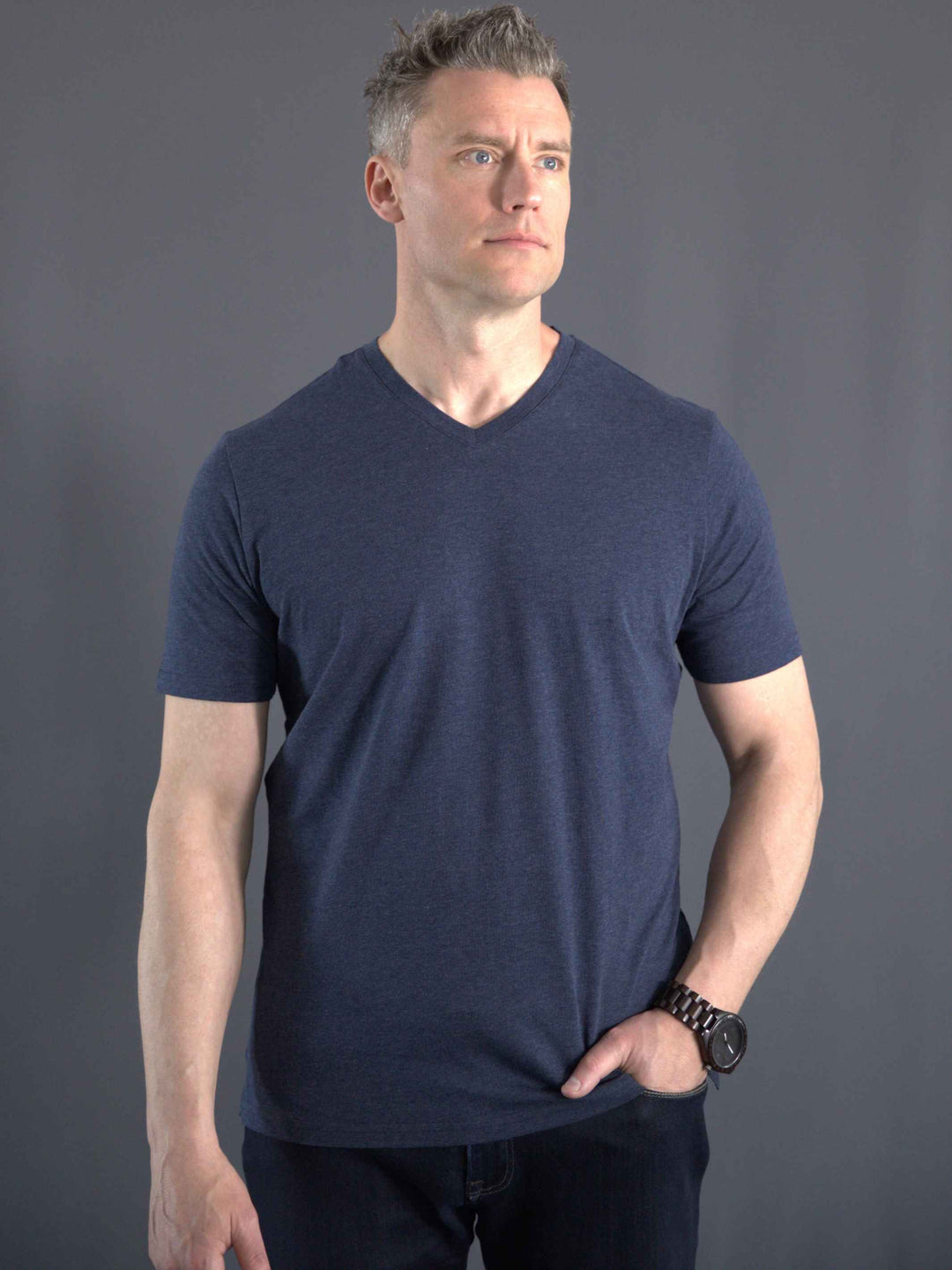 H & J V-neck #color_heather-navy